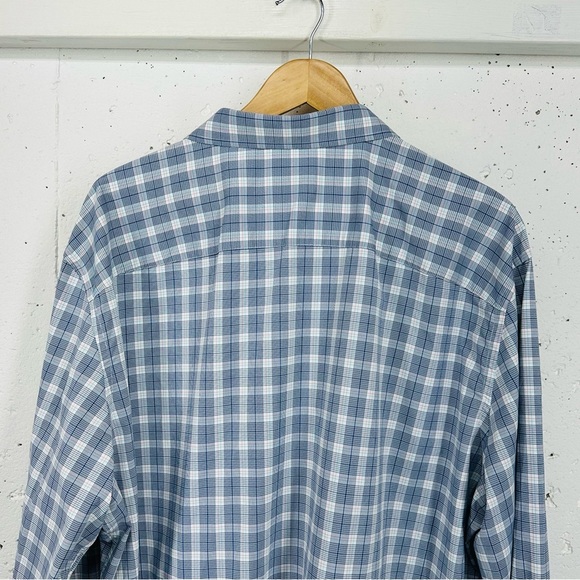 UnTuckIt Men’s size XXL Berklin Blue & White Plaid Ling Sleeve Button Down Shirt - Picture 7 of 14